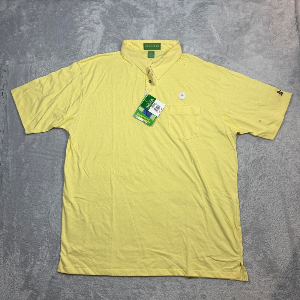 Vintage Grand Slam Munsingwear Polo Shirt Mens XL Yellow Short Sleeve 90s